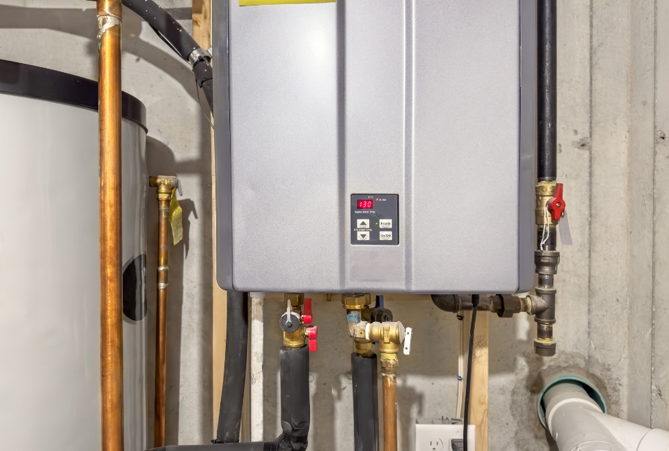 A residential water heater being inspected during professional water heater troubleshooting to diagnose no hot water, temperature fluctuations, sediment buildup, and common water heater repair issues by Neighborhood Plumbing. Call us today for help with water heater troubleshooting, water heater repair, no hot water troubleshooting, hot water heater not working, water heater diagnostic service, water heater inspection, emergency water heater repair, water heater service near me, water heater repair near me, gas water heater troubleshooting, electric water heater troubleshooting, water heater pilot light problems, water heater keeps shutting off, water heater not heating properly, water heater thermostat issues, water heater heating element replacement, sediment buildup in water heater, water heater flushing service, water heater maintenance, water heater repair service near me, hot water heater troubleshooting near me, professional water heater repair, residential water heater services.