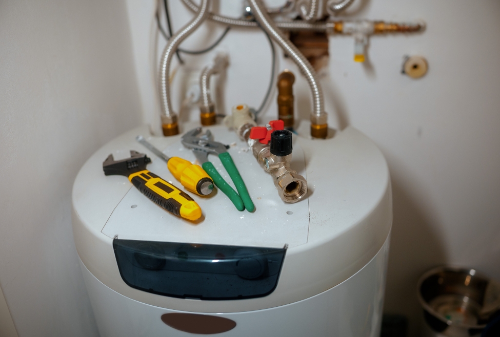 A modern water heater illustrating how long does it take for a water heater to heat up, with tips on water heater repair, replacement, and maintenance from Neighborhood Plumbing. Reach out to us today for help with how long does it take for a water heater to heat up, water heater heating time, hot water not heating fast, electric water heater heat time, gas water heater heat up time, water heater repair, water heater installation, water heater replacement, water heater maintenance, tankless water heater heat time, water heater troubleshooting, water heater service near me, water heater repair near me, water heater installation near me, emergency water heater repair, water heater not getting hot, water heater problems, tank water heater heating speed, water heater heating issues, water heater service, water heater repair services, water heater replacement services.